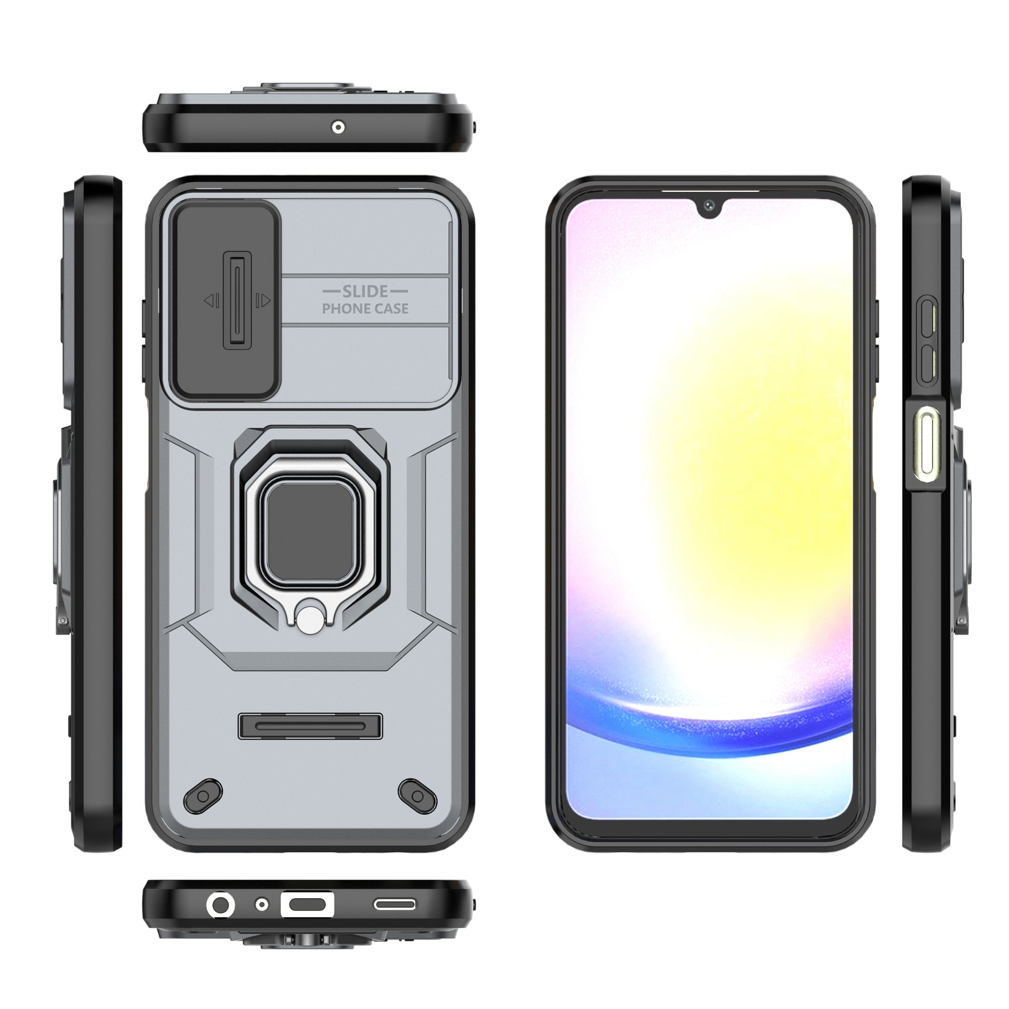 For Samsung Galaxy A25 5G (Global) (161.0 x 76.5 x 8.3mm) Camera Protection Fall-proof Case PC+TPU Phone Cover - Grey For Samsung Galaxy A25 5G (Global) (161.0 x 76.5 x 8.3mm) Camera Protection Fall-proof Case PC+TPU Phone Cover - Grey